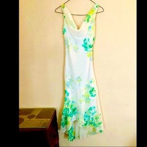 Vintage 90s Y2K Fairycore Spring Floral Cowl Neck Dress